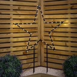 Samuel Alexander 60cm Light up Dewdrop Metal Star with Garden Stake & Warm White LEDs in Black - thumbnail 2