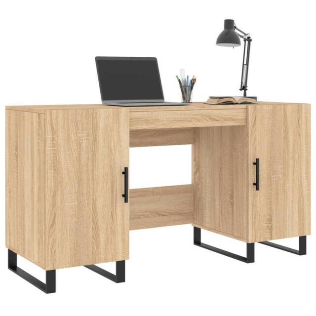 Berkfield Home Elegant Desk Sonoma Oak 140x50x75 cm Engineered Wood in Light Oak - Size: 140 x 50 x 75 cm - image 1