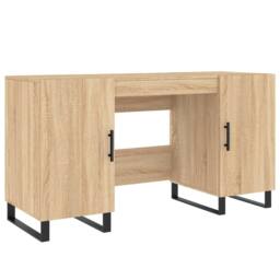 Berkfield Home Elegant Desk Sonoma Oak 140x50x75 cm Engineered Wood in Light Oak - Size: 140 x 50 x 75 cm - thumbnail 3