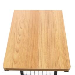 Havendro 2 Tiers Bed Side Table Teak Color Mobile Standalone Table Wheels - thumbnail 5