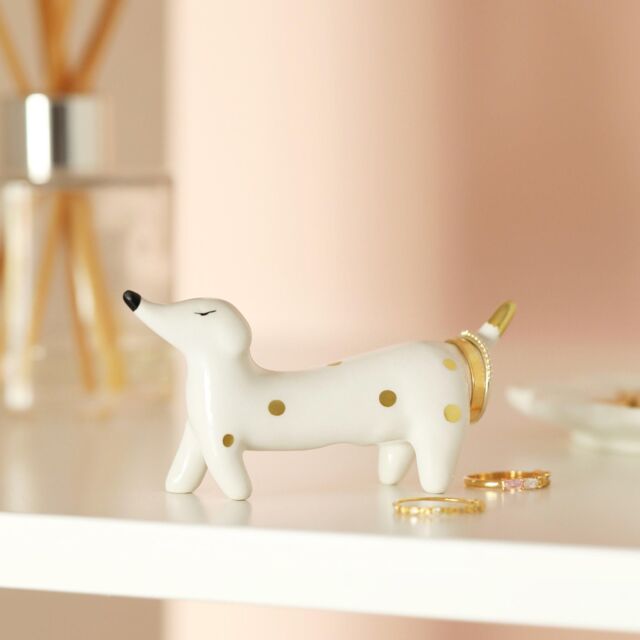 Lisa Angel Women's Sausage Dog Ceramic Ring Holder in White - image 1