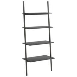 Berkfield Home 4-Tier Leaning Shelf Black 64x34x150.5 cm
