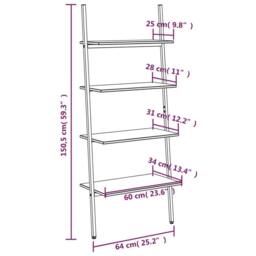 Berkfield Home 4-Tier Leaning Shelf Black 64x34x150.5 cm - thumbnail 8