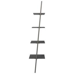 Berkfield Home 4-Tier Leaning Shelf Black 64x34x150.5 cm - thumbnail 4