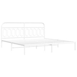 Berkfield Home Metal Bed Frame without Mattress with Headboard White 200x200cm - Size: 200x200 cm - thumbnail 3