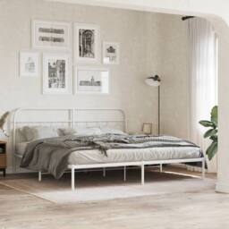 Berkfield Home Metal Bed Frame without Mattress with Headboard White 200x200cm - Size: 200x200 cm - thumbnail 2