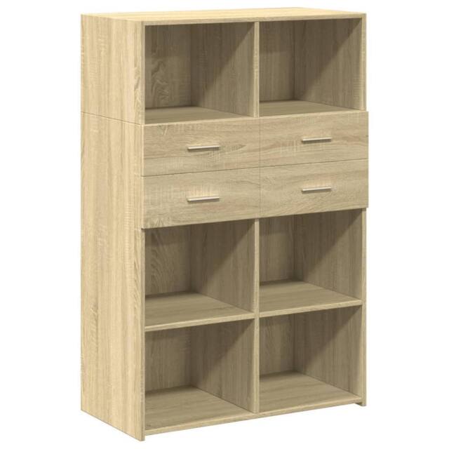 Berkfield Home Highboard Sonoma Oak 80x42.5x124 cm Engineered Wood in Light Tan - image 1