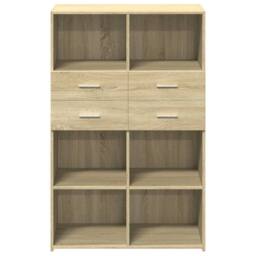 Berkfield Home Highboard Sonoma Oak 80x42.5x124 cm Engineered Wood in Light Tan - thumbnail 4