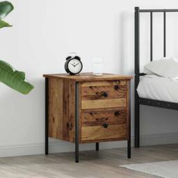 Berkfield Home Traditional Bedside Cabinet Old Wood 40x42x50 cm Engineered Wood in Brown - Size: 40 x 42 x 50 cm - thumbnail 2