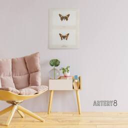 "Artery8 Silver Spotted Skipper Butterfly Denton Canvas Wall Art Print in White - Size: W12"" x H16""" - thumbnail 3
