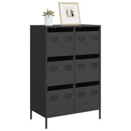 Berkfield Home Highboard Black 68x39x101.5 cm Steel - thumbnail 1