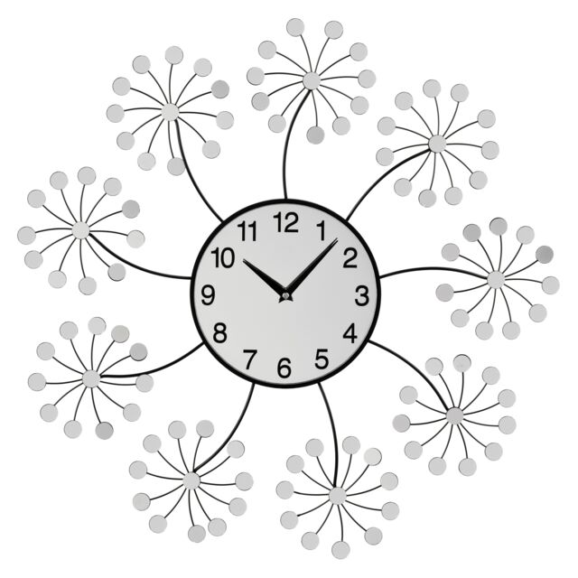 Orsina Mirrored Floret Wall Clock in Silver - image 1