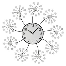 Orsina Mirrored Floret Wall Clock in Silver
