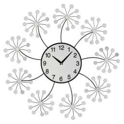 Orsina Mirrored Floret Wall Clock in Silver - thumbnail 2