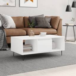 Berkfield Home Modern Coffee Table White 90x50x36.5 cm Engineered Wood - thumbnail 2