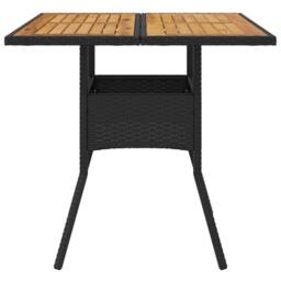 Berkfield Home Garden Table with Acacia Wood Top Black 80x80x75 cm Poly Rattan - Size: 80 x 80 x 75 cm - thumbnail 4