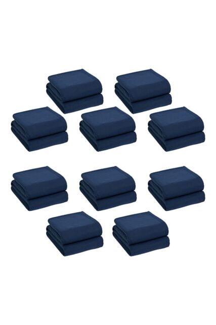 OHS Wholesale 10 Pack Plain Fleece Blanket Sofa Throw Joblot in Navy - Size: 150 cm x 200 cm - image 1
