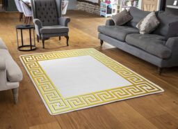 Benjamin Tate Design Golden Greek Ornamental Frame Rug in Natural - Size: Large - thumbnail 2