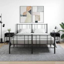 Berkfield Home Elegant Bedside Tables 2 pcs Black 40x41x50 cm Engineered Wood - Size: 40 x 41 x 50 cm - thumbnail 2