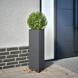 Berkfield Home Durable Garden Planter Anthracite Triangular 30x26x75 cm Steel in Dark Grey - Size: 30 x 26 x 75 cm - thumbnail 2