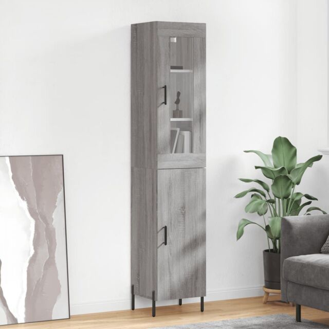 Berkfield Home Highboard Grey Sonoma 34.5x34x180 cm Engineered Wood - image 1