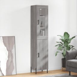 Berkfield Home Highboard Grey Sonoma 34.5x34x180 cm Engineered Wood - thumbnail 1
