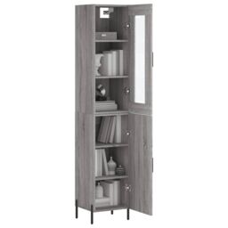 Berkfield Home Highboard Grey Sonoma 34.5x34x180 cm Engineered Wood - thumbnail 3