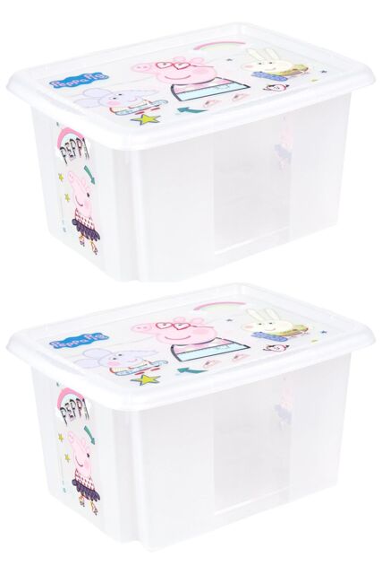 Keeeper Set of 2 Peppa Pig Turn Around Stackable Box 15 Litre with Lid - Natural Transparent in Clear - image 1