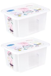 Keeeper Set of 2 Peppa Pig Turn Around Stackable Box 15 Litre with Lid - Natural Transparent in Clear - thumbnail 1
