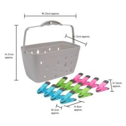 EONLION Plastic Peg Basket, Grey - Size: 500mm - thumbnail 3
