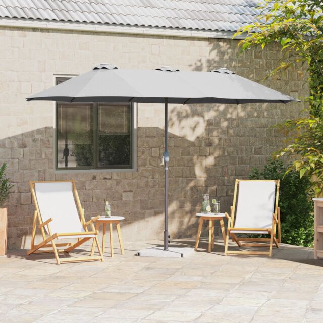 Berkfield Home Garden Parasol Sand 380 x 196 x 235 cm Powder-coated steel - image 1