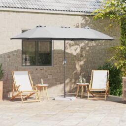 Berkfield Home Garden Parasol Sand 380 x 196 x 235 cm Powder-coated steel - thumbnail 1