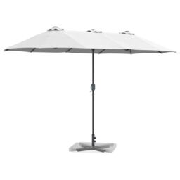 Berkfield Home Garden Parasol Sand 380 x 196 x 235 cm Powder-coated steel - thumbnail 3