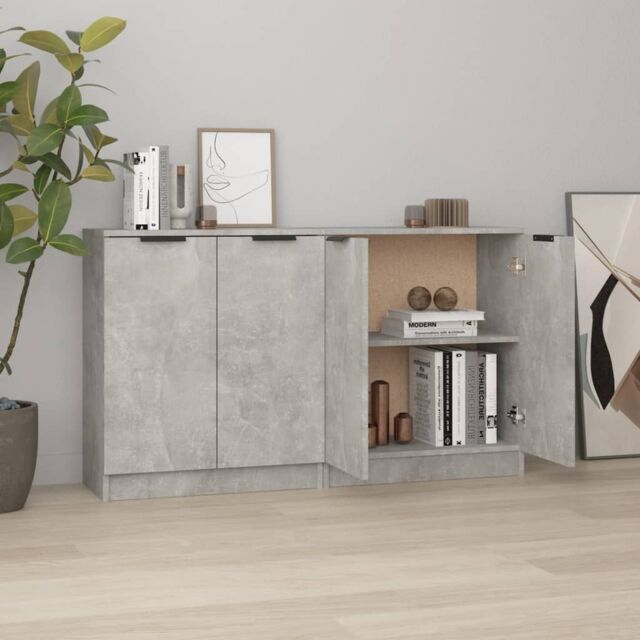 Berkfield Home Sideboards 2 pcs Concrete Grey 60x30x70 cm Engineered Wood - Size: 60 x 30 x 70 cm - image 1
