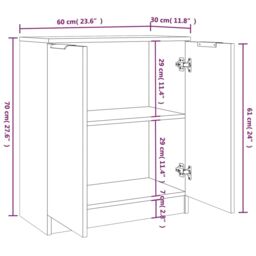 Berkfield Home Sideboards 2 pcs Concrete Grey 60x30x70 cm Engineered Wood - Size: 60 x 30 x 70 cm - thumbnail 6