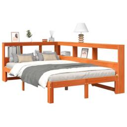Berkfield Home Bookcase Bed without Mattress Wax Brown 120x190 cm Solid Wood Pine - thumbnail 3