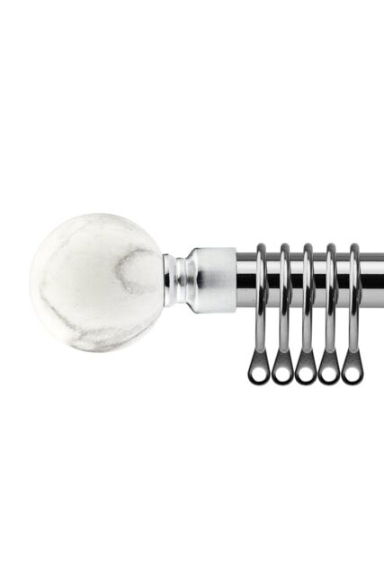 New Edge Blinds 16-19mm Mineral Extendable Durable Metal Curtain Pole Set in Silver - Size: 170 cm - 300 cm - image 1