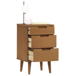 Berkfield Home Bedside Cabinet MOLDE Brown 40x35x65 cm Solid Wood Pine - Size: 40 x 35 x 65 cm - thumbnail 3