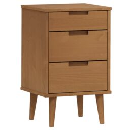 Berkfield Home Bedside Cabinet MOLDE Brown 40x35x65 cm Solid Wood Pine - Size: 40 x 35 x 65 cm - thumbnail 2
