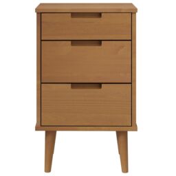Berkfield Home Bedside Cabinet MOLDE Brown 40x35x65 cm Solid Wood Pine - Size: 40 x 35 x 65 cm - thumbnail 4