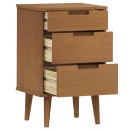 Berkfield Home Bedside Cabinet MOLDE Brown 40x35x65 cm Solid Wood Pine - Size: 40 x 35 x 65 cm - thumbnail 5