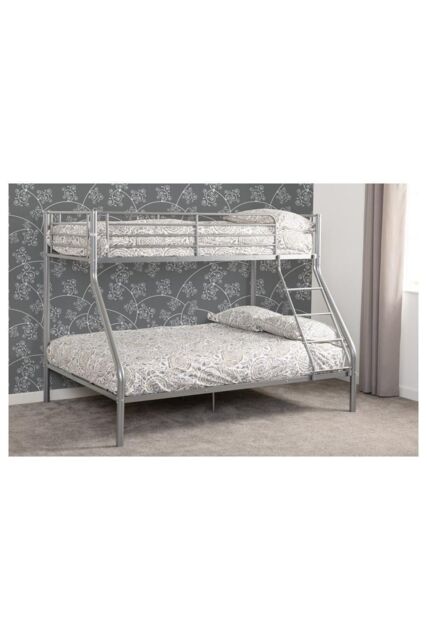 Seconique Tandi Triple Sleeper Bunk Bed (Single top bunk / Double bottom bunk) in Metallic Silver - image 1