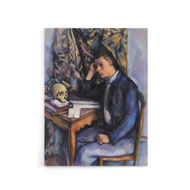 "Artery8 Young Man & Skull Portrait Painting Cezanne Canvas Wall Art Print - Size: W12"" x H16""" - image 1
