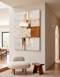 Mafett Quiet Structure Neutral Abstract Wall Art Canvas Print in Beige - Size: 101.6 cm x 76.2 cm - thumbnail 2