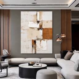 Mafett Quiet Structure Neutral Abstract Wall Art Canvas Print in Beige - Size: 101.6 cm x 76.2 cm