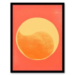 "Artery8 Wall Art Print Pumpkin Orange Mango Duotone Yin Yang Abstract Sun Minimalist Art Framed in Black - Size: W12"" x H16""" - thumbnail 1