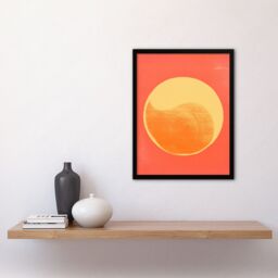 "Artery8 Wall Art Print Pumpkin Orange Mango Duotone Yin Yang Abstract Sun Minimalist Art Framed in Black - Size: W12"" x H16""" - thumbnail 4