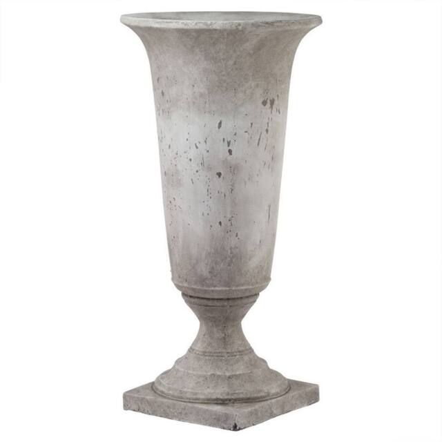 Lemon Pavilion Furniture and Decor Tall Stone Effect Urn Planter - Ceramic - L41 x W41 x H82 cm in Grey