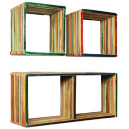Berkfield Home Wall Shelf Set 3 Pieces Solid Reclaimed Teak Multicolour