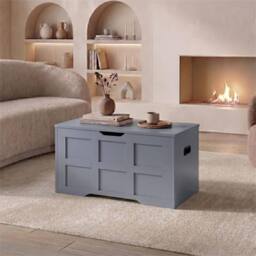Kelvenix Small, Grey Wooden Storage Ottoman Bench Box - Size: 0.6m2 - thumbnail 3